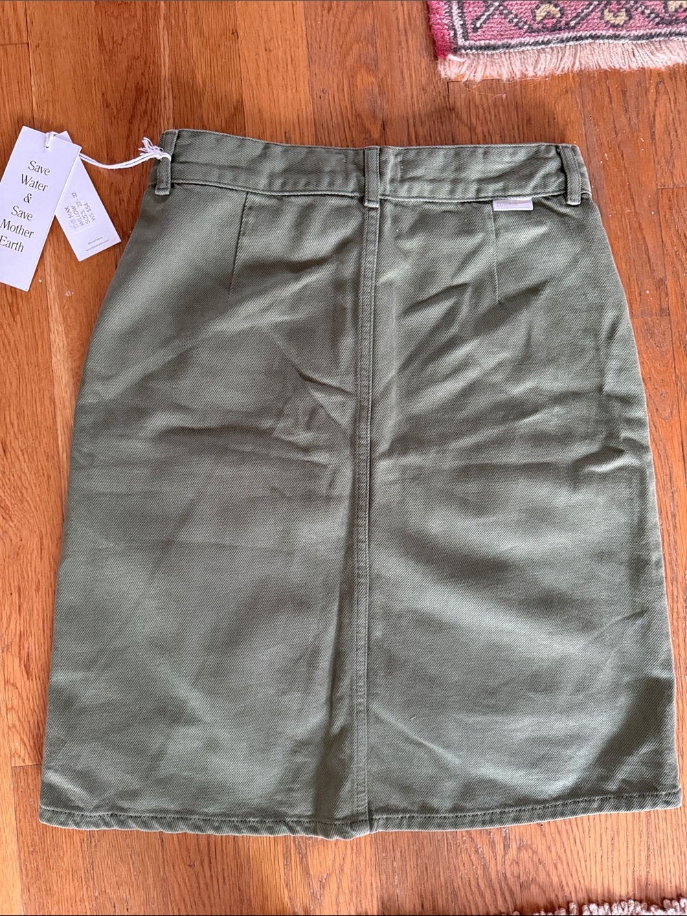 Boyish Olive Green Denim Skirt - Picture 3 of 3